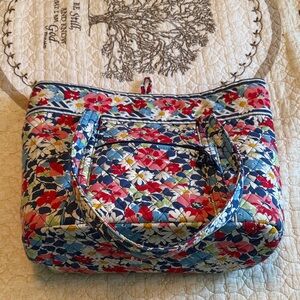 Vera Bradley Quilted Floral Tote in Blue, Red and White